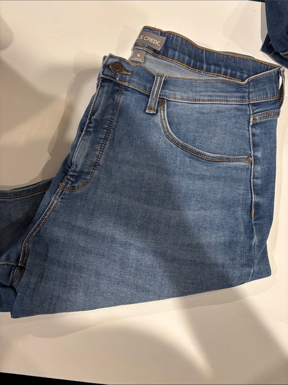 Falls Creek Women's Light Blue Denim Shorts size 16 no tears or rips, 8” leg